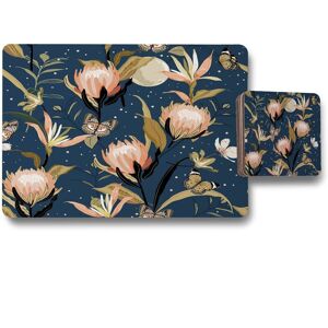 Benjamin Tate Design the moon butterflies flowers placemat coaster set in Natural Natural Benjamin Tate Design the moon butterflies flowers placemat coaster set in Natural Natural