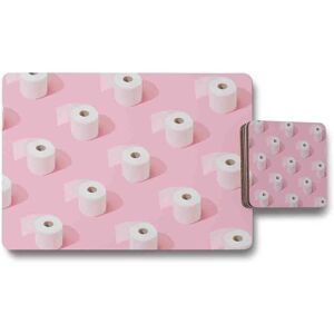 Benjamin Tate Design toilet rolls placemat coaster set in Natural Natural Benjamin Tate Design toilet rolls placemat coaster set in Natural Natural