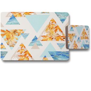 Benjamin Tate Design triangles with maple oak leaves marble placemat coaster set in Natural Natural Benjamin Tate Design triangles with maple oak leaves marble placemat coaster set in Natural Natural