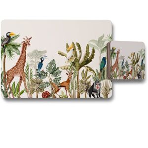 Benjamin Tate Design tropical animals placemat coaster set in Natural Natural Benjamin Tate Design tropical animals placemat coaster set in Natural Natural