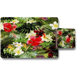 Benjamin Tate Design tropical foliage placemat coaster set in Natural Natural Benjamin Tate Design tropical foliage placemat coaster set in Natural Natural