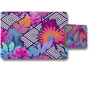 Benjamin Tate Design tropical geometric placemat coaster set in Natural Natural Benjamin Tate Design tropical geometric placemat coaster set in Natural Natural