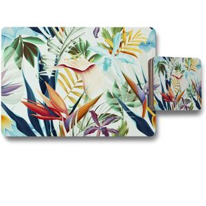 Benjamin Tate Design tropical plants placemat coaster set in Natural Natural Benjamin Tate Design tropical plants placemat coaster set in Natural Natural