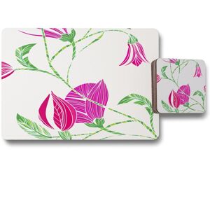 Benjamin Tate Design tulips placemat coaster set in Natural Natural Benjamin Tate Design tulips placemat coaster set in Natural Natural