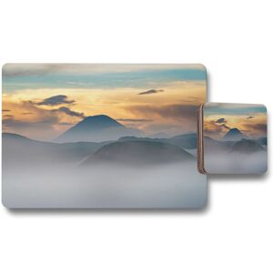 Benjamin Tate Design view of mount bromo in morning time placemat coaster set placemat coaster set in Natural Natural Benjamin Tate Design view of mount bromo in morning time placemat coaster set placemat coaster set in Natural Natural