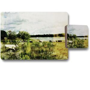 Benjamin Tate Design vintage cow placemat coaster set in Natural Natural Benjamin Tate Design vintage cow placemat coaster set in Natural Natural