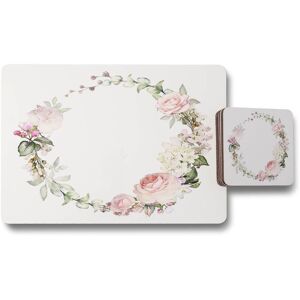 Benjamin Tate Design watercolour flowers placemat coaster set in Natural Natural Benjamin Tate Design watercolour flowers placemat coaster set in Natural Natural