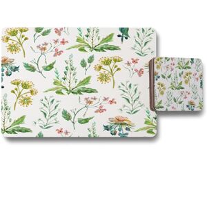 Benjamin Tate Design watercolour leaves flowers placemat coaster set in Natural Natural Benjamin Tate Design watercolour leaves flowers placemat coaster set in Natural Natural
