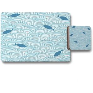 Benjamin Tate Design waves fish placemat coaster set in Natural Natural Benjamin Tate Design waves fish placemat coaster set in Natural Natural