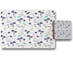 Benjamin Tate Design waves rider placemat coaster set in Natural Natural Benjamin Tate Design waves rider placemat coaster set in Natural Natural