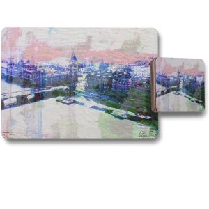 Benjamin Tate Design what a view placemat coaster set in Natural Natural Benjamin Tate Design what a view placemat coaster set in Natural Natural