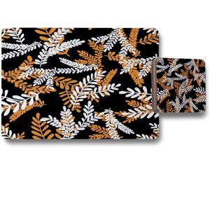 Benjamin Tate Design white orange olive leaves placemat coaster set in Natural Natural Benjamin Tate Design white orange olive leaves placemat coaster set in Natural Natural
