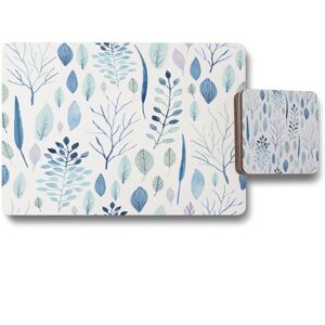 Benjamin Tate Design winter branches leaves placemat coaster set in Natural Natural Benjamin Tate Design winter branches leaves placemat coaster set in Natural Natural