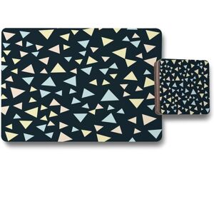 Benjamin Tate Design yellow blue triangles placemat coaster set in Natural Natural Benjamin Tate Design yellow blue triangles placemat coaster set in Natural Natural