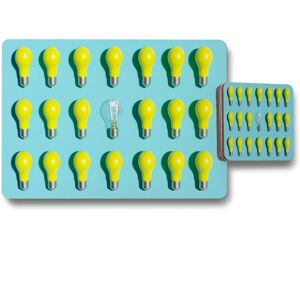 Benjamin Tate Design yellow bulbs placemat coaster set in Natural Natural Benjamin Tate Design yellow bulbs placemat coaster set in Natural Natural