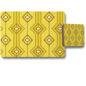 Benjamin Tate Design yellow geometric placemat coaster set in Natural Natural Benjamin Tate Design yellow geometric placemat coaster set in Natural Natural