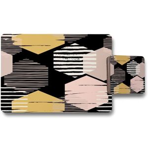 Benjamin Tate Design yellow white pink hexagons placemat coaster set in Natural Natural Benjamin Tate Design yellow white pink hexagons placemat coaster set in Natural Natural