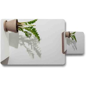 Benjamin Tate Design zamioculcas placemat coaster set in Natural Natural Benjamin Tate Design zamioculcas placemat coaster set in Natural Natural