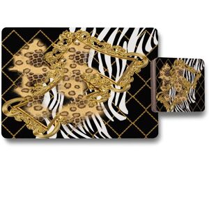 Benjamin Tate Design zebra baroque placemat coaster set in Natural Natural Benjamin Tate Design zebra baroque placemat coaster set in Natural Natural