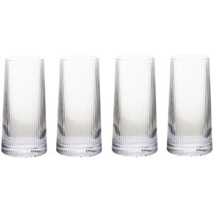 Orsina Unique Set of Four Ribbed Highball Glass Tumblers, Clear Drinking Glass Set, Modern Embossed Pattern Glasses Clear Orsina Unique Set of Four Ribbed Highball Glass Tumblers, Clear Drinking Glass Set, Modern Embossed Pattern Glasses Clear