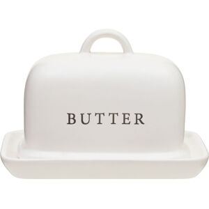 Orsina Cream Butter Dish With Lid, Ceramic Butter Keeper With Debossed 'Butter' Text, Accessory For Butter Storage Cream Orsina Cream Butter Dish With Lid, Ceramic Butter Keeper With Debossed 'Butter' Text, Accessory For Butter Storage Cream