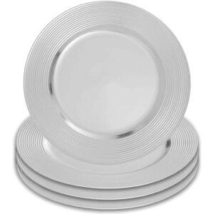 Orsina Set of Four 33cm Dia Silver Charger Plates with Ribbed Rims Silver Orsina Set of Four 33cm Dia Silver Charger Plates with Ribbed Rims Silver