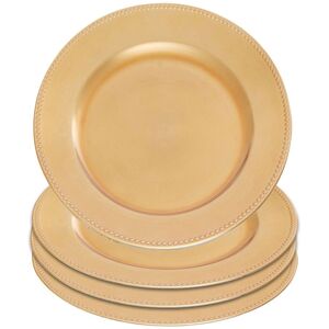 Orsina Set of 4 33cm Dia Gold Finish Dotted Charger Plates Gold Orsina Set of 4 33cm Dia Gold Finish Dotted Charger Plates Gold