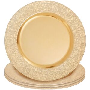 Orsina Set of Four 33cm Dia Gold Finish Pebble Effect Charger Plates Gold Orsina Set of Four 33cm Dia Gold Finish Pebble Effect Charger Plates Gold