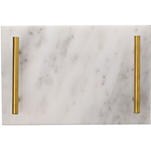 Hestia Marble Tray with Metal Handle - White White Hestia Marble Tray with Metal Handle - White White