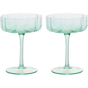 Hestia Scallop Saucer Glass Set of 2 - Green in Light Green Light Green Hestia Scallop Saucer Glass Set of 2 - Green in Light Green Light Green