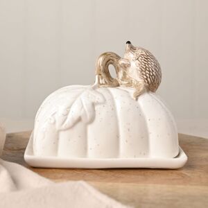 Country Living Autumn Harvest Hedgehog Butter Dish in White White Country Living Autumn Harvest Hedgehog Butter Dish in White White