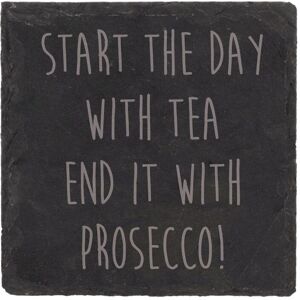 60 SECOND MAKEOVER Slate Tea Prosecco Start The Day With Tea & End It With Prosecco Coaster Engraved Funny Gift Friend Present in Black Black 60 SECOND MAKEOVER Slate Tea Prosecco Start The Day With Tea & End It With Prosecco Coaster Engraved Funny Gift Friend Present in Black Black
