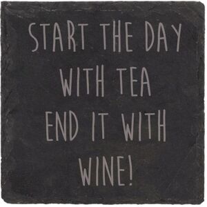 60 SECOND MAKEOVER Slate Tea Wine Start The Day With Tea & End It With Wine Coaster Engraved Funny Gift Friend Present in Black Black 60 SECOND MAKEOVER Slate Tea Wine Start The Day With Tea & End It With Wine Coaster Engraved Funny Gift Friend Present in Black Black