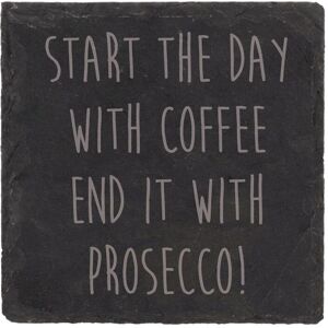 60 SECOND MAKEOVER Slate Coffee Prosecco Start The Day With Coffee & End It With Prosecco Coaster Engraved Funny Gift Friend Present in Black Black 60 SECOND MAKEOVER Slate Coffee Prosecco Start The Day With Coffee & End It With Prosecco Coaster Engraved Funny Gift Friend Present in Black Black