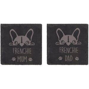 60 SECOND MAKEOVER Frenchie Mum Frenchie Dad Slate Coaster Engraved French Bulldog in Black Black 60 SECOND MAKEOVER Frenchie Mum Frenchie Dad Slate Coaster Engraved French Bulldog in Black Black