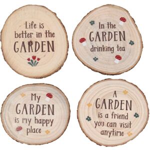 Something Different Garden Wood Slice Coaster Set in Brown Brown Something Different Garden Wood Slice Coaster Set in Brown Brown
