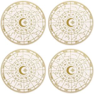 Something Different Astrology Wheel Coaster Set (Pack of 4) in Cream Cream Something Different Astrology Wheel Coaster Set (Pack of 4) in Cream Cream