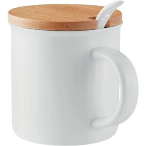 MidOcean Kenya Bamboo 380ml Mug & Spoon Set in White White MidOcean Kenya Bamboo 380ml Mug & Spoon Set in White White