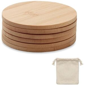 MidOcean Bayin Bamboo Coasters (Pack of 6) in Cream Cream MidOcean Bayin Bamboo Coasters (Pack of 6) in Cream Cream