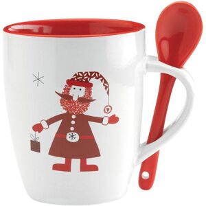 MidOcean Claus 250ml Mug & Spoon Set in White White MidOcean Claus 250ml Mug & Spoon Set in White White