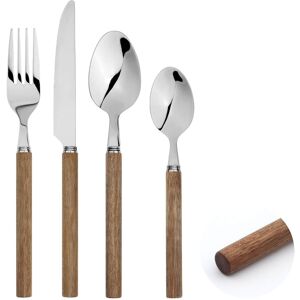 Glim & Glam Cutlery Sets Acacia Wooden Handle Stainless Steel 24pc in Brown Brown Glim & Glam Cutlery Sets Acacia Wooden Handle Stainless Steel 24pc in Brown Brown