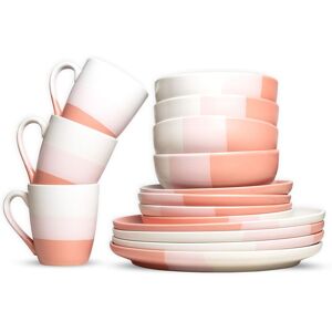 Royalford 16 Piece Dinnerware Set Stoneware Dinnerware Set in Pink Pink Royalford 16 Piece Dinnerware Set Stoneware Dinnerware Set in Pink Pink