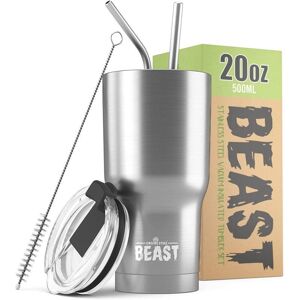 Dyzi 20oz Stainless Steel Reusable Double Insulated Coffee Tumbler Travel Mug in Metallic Silver Metallic Silver Dyzi 20oz Stainless Steel Reusable Double Insulated Coffee Tumbler Travel Mug in Metallic Silver Metallic Silver