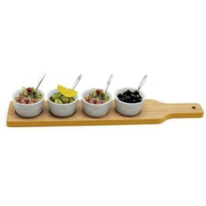 Van Gogh Snack Dip Tray Appetizer Tapas Porcelain Serving Wooden Paddle Set in White White Van Gogh Snack Dip Tray Appetizer Tapas Porcelain Serving Wooden Paddle Set in White White