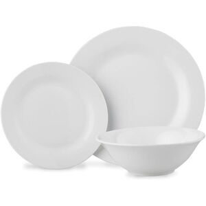 Glim & Glam Dinner Set 18 Piece Porcelain Dinnerware in White White Glim & Glam Dinner Set 18 Piece Porcelain Dinnerware in White White