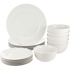 Glim & Glam Dinner Set 12 Piece Crockery Plates Bowls Set in White White Glim & Glam Dinner Set 12 Piece Crockery Plates Bowls Set in White White