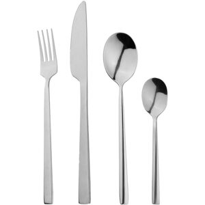 Glim & Glam Cutlery Sets Stainless Steel Slim Spoon Fork 32 Piece Set in Silver Silver Glim & Glam Cutlery Sets Stainless Steel Slim Spoon Fork 32 Piece Set in Silver Silver