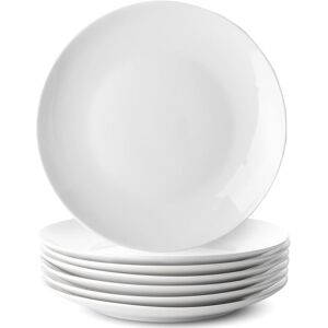 Glim & Glam Dinner Plates Porcelain 6 Piece Set Coupe 10.5" in White White Glim & Glam Dinner Plates Porcelain 6 Piece Set Coupe 10.5" in White White