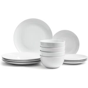 Glim & Glam Dinner Set 18 Piece Crockery Dinnerware Coupe in White White Glim & Glam Dinner Set 18 Piece Crockery Dinnerware Coupe in White White