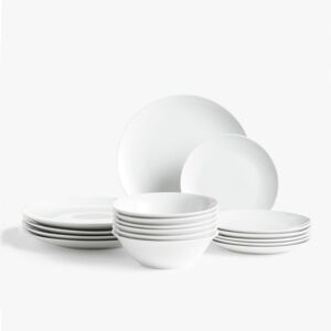 Glim & Glam Dinner Set 12 Piece Crockery Dinnerware Coupe in White White Glim & Glam Dinner Set 12 Piece Crockery Dinnerware Coupe in White White